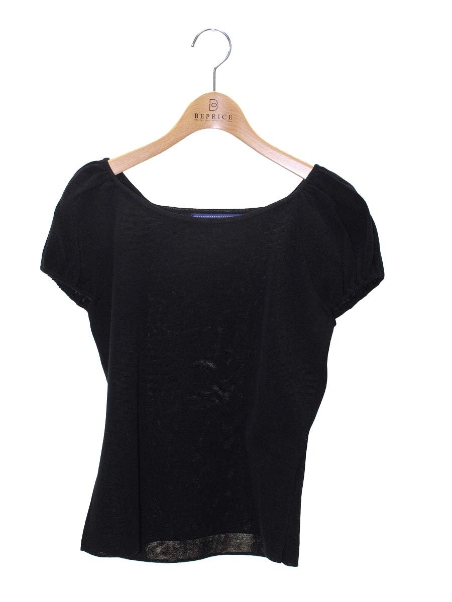 エムズグレイシー 428320 トップス 38 ブラック ニット パフスリーブ ITWHKTLPK3VE