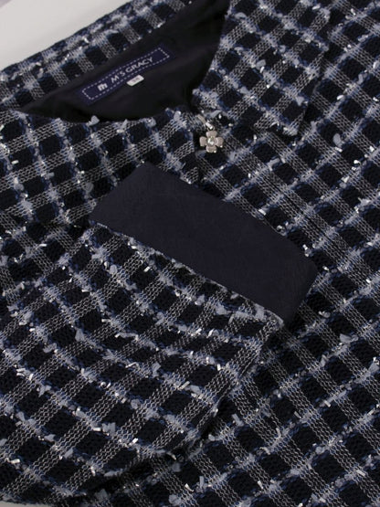 エムズグレイシー 624120 ジャケット 38 ネイビー ジップアップ ツイード調 ITPZQFG7V8MM