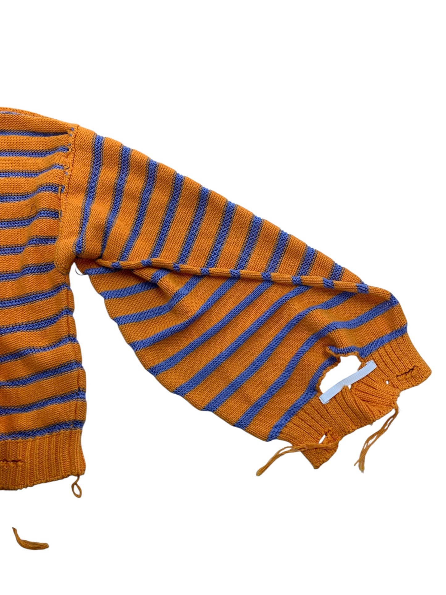 エムエム6メゾンマルジェラ Border sweater S52GP0141 S18192 ニットセーター S オレンジ ボーダー ダメージ加工 IT3W7PO1P1G2 【SALE】