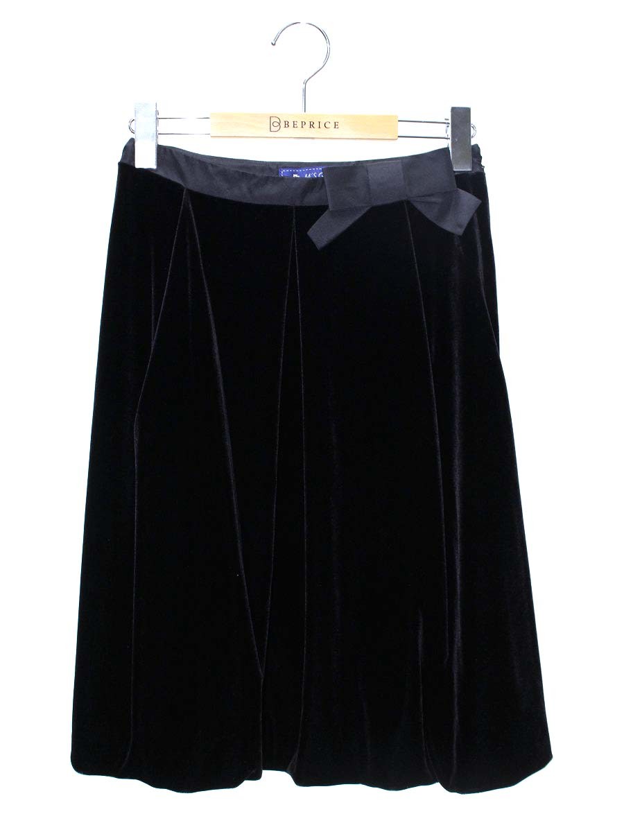 エムズグレイシー 927582 スカート 38 ブラック ベロア バルーン IT8JWH73R1A8 【SALE】