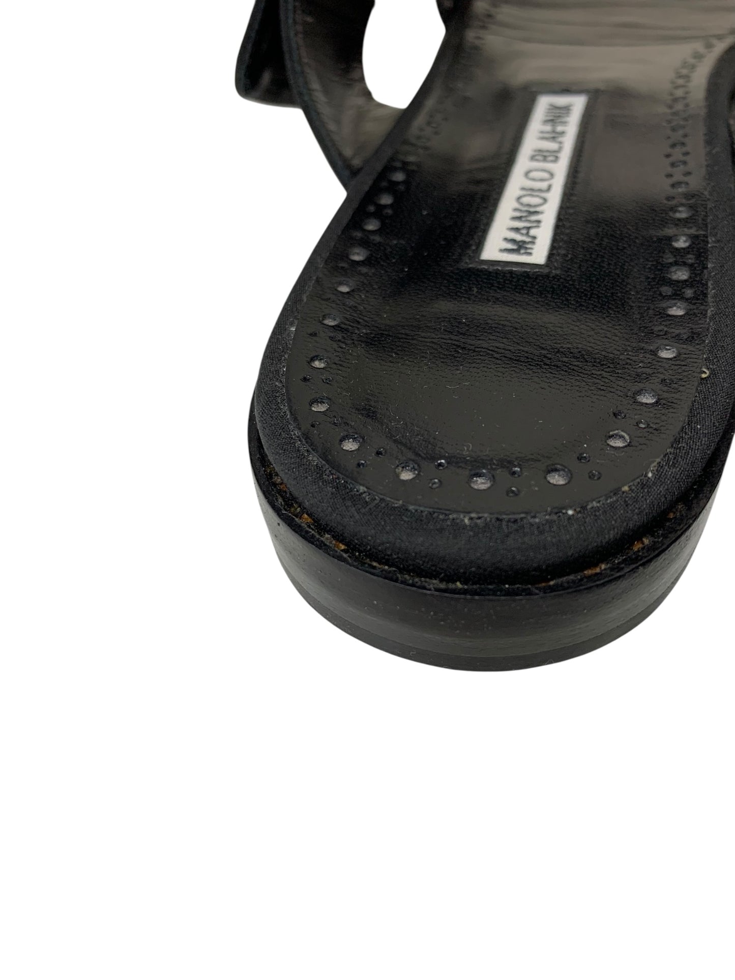 マノロブラニク TITUBAFLAT JEWEL 010 サンダル 38 ブラック ハンギシ IT306KENAM8O