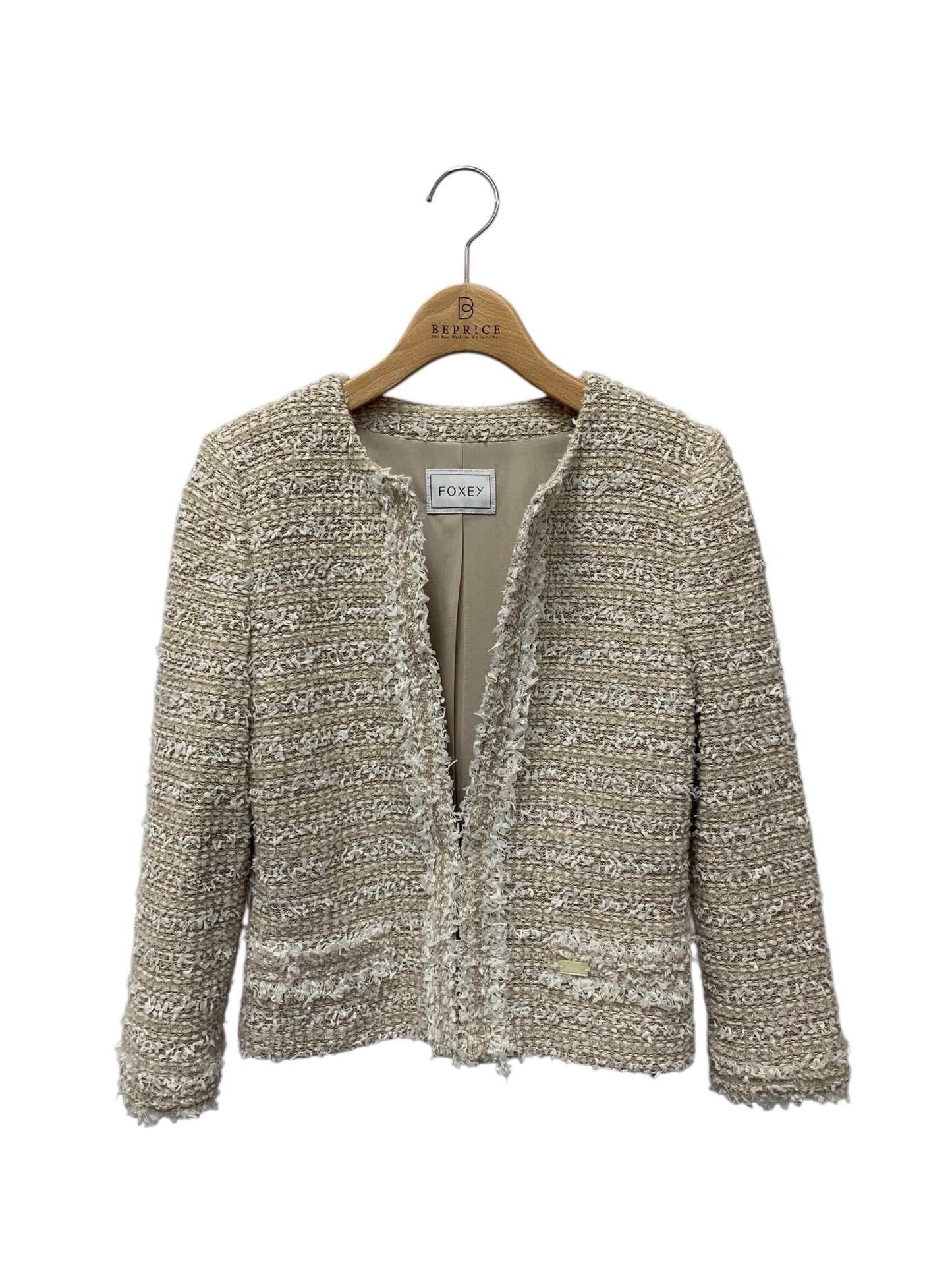 フォクシーブティック Bouleneige 33772 ジャケット 38 ベージュ ツイード ITWPW1XH5Q22