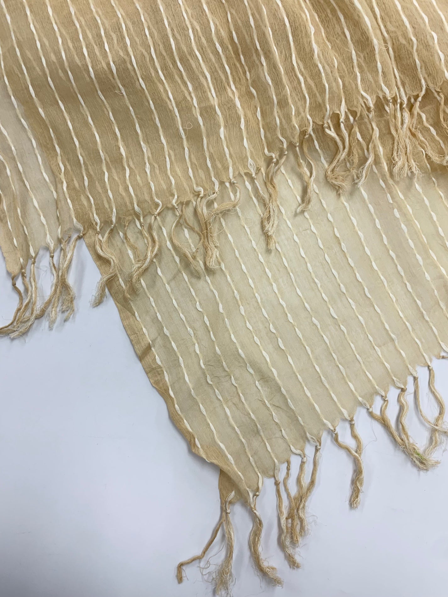 マックスマーラ スカーフ ベージュ ストライプ フリンジ ITF60JGDW86O