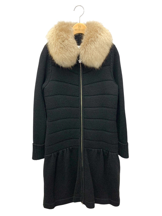 ルネ 6032077 ジップカーディガン 36 ブラック カシミヤ フォックスファー ITUUXWG9MW0Y