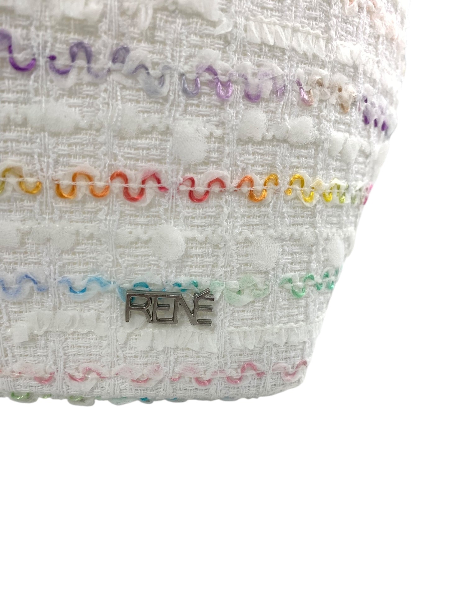 ルネ バッグ ホワイト ツィード ラインストーン ITJD1QKNCNQA