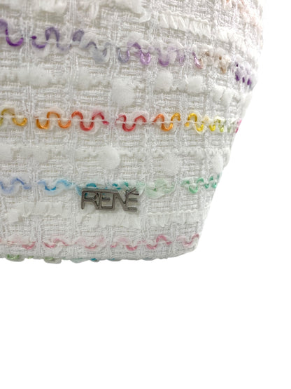 ルネ バッグ ホワイト ツィード ラインストーン ITJD1QKNCNQA