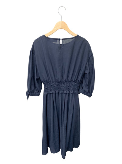 エムズグレイシー 011323 ワンピース 40 ネイビー ウエストギャザー 袖リボン ITTXKQPG3T6O