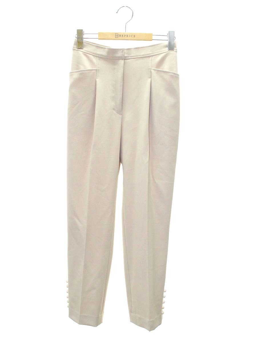 エムズグレイシー 0165 テーパードパンツ 38 ベージュ パール センタープレス IT0D3IJCIG36