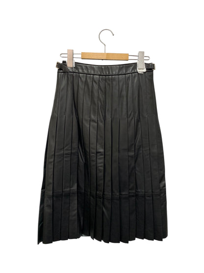 ロエベ 17108410000 スカート 34 ブラック ラムレザー プリーツ 蛇 ベルト IT1OVI59XA56 【SALE】