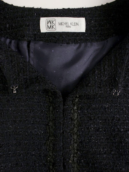 ミッシェルクラン ファンシーツイード ノーカラージャケット FKDDD-90210 38 ネイビー IT2S7H16Q54Y