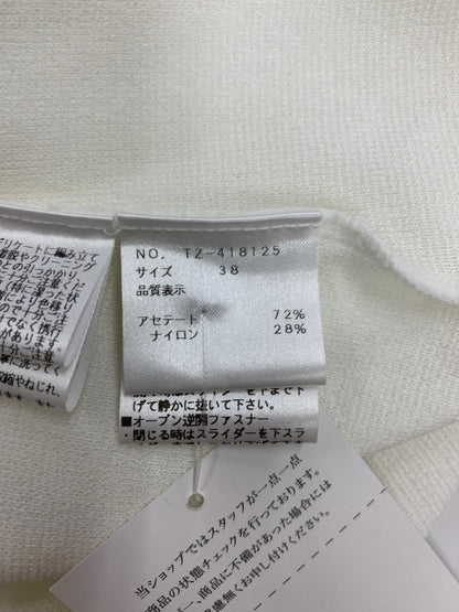 エムズグレイシー 裾レーシージップアップ 418125 カーディガン 38 ホワイト ITXC7IJTL8LC