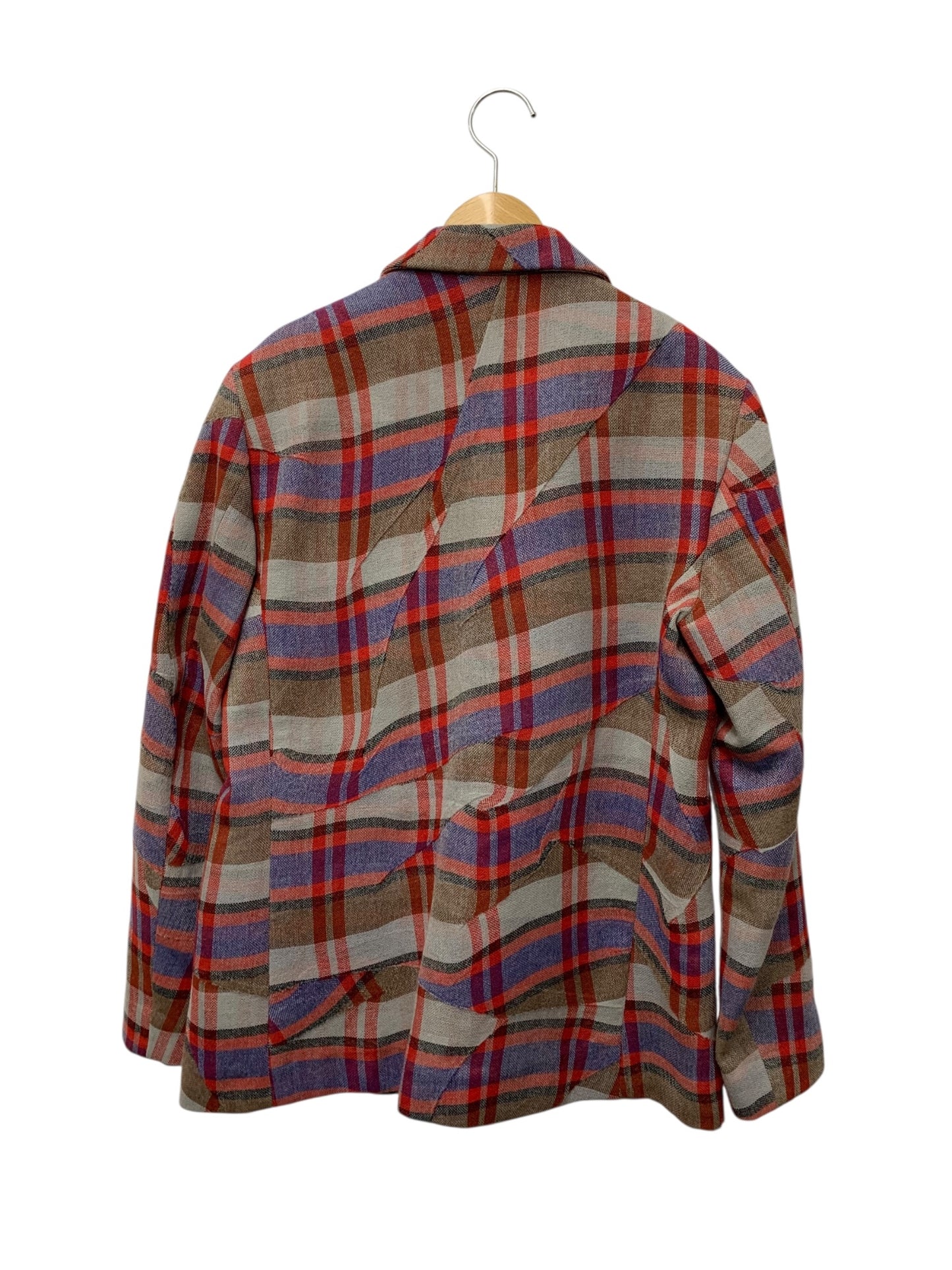 イッセイミヤケ ME23FD115 テーラードジャケット 1 レッド 3B チェック 変形 ITABVD0PZGOK