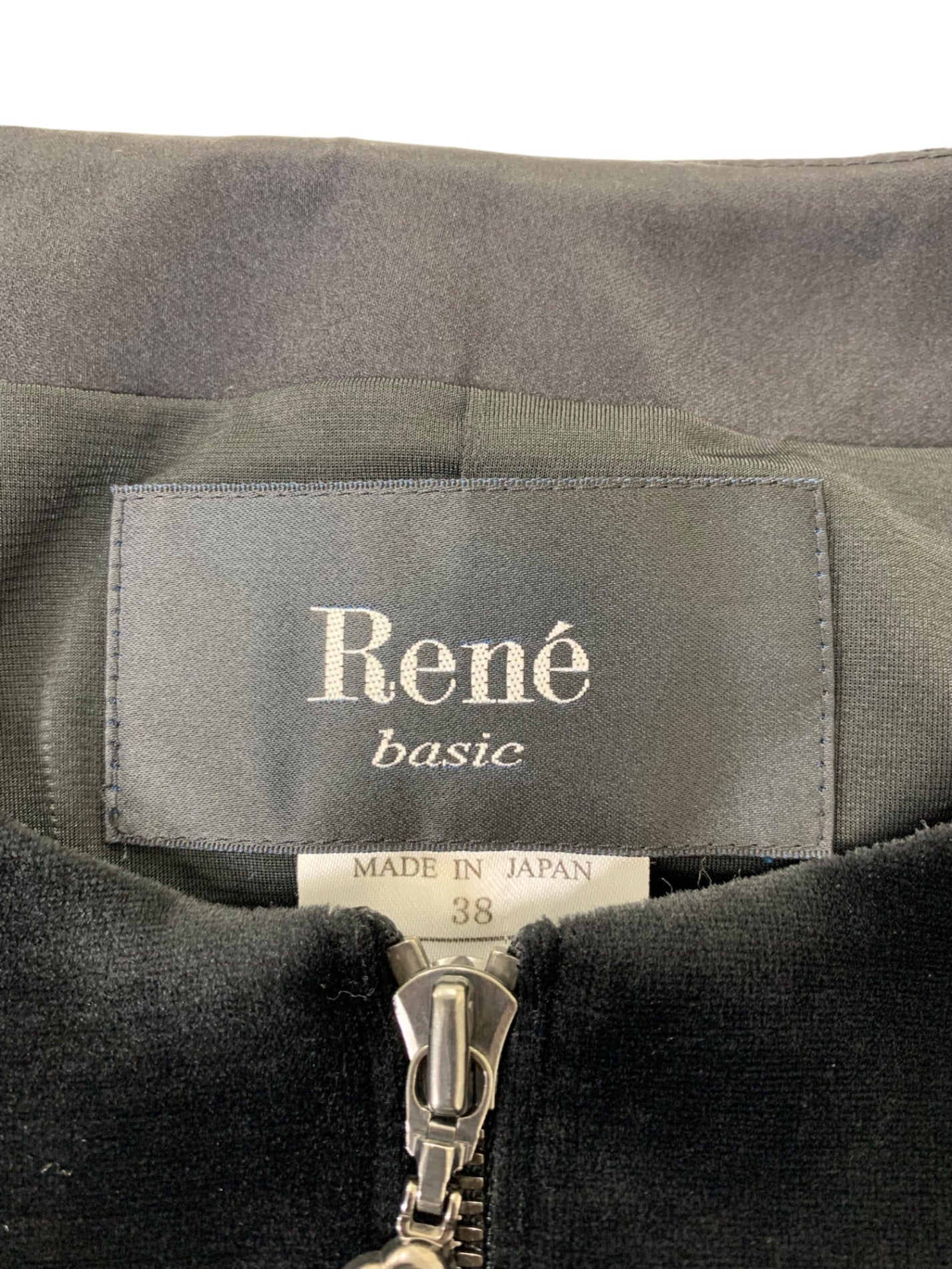 ルネ 5848050 コート 34 ブラック カメリア ジップ ベロア ITU7N73QD360