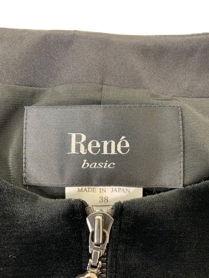 ルネ 5848050 コート 34 ブラック カメリア ジップ ベロア ITU7N73QD360