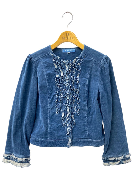 エムズグレイシー 124538 ジャケット 38 ブルー デニムライク フリル IT351J614GZB