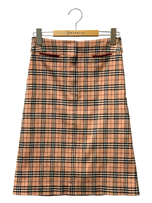 バーバリーブルーレーベル ノバチェック FX517-116 スカート 38 ピンク フェイクレザー ITT7416VAH28