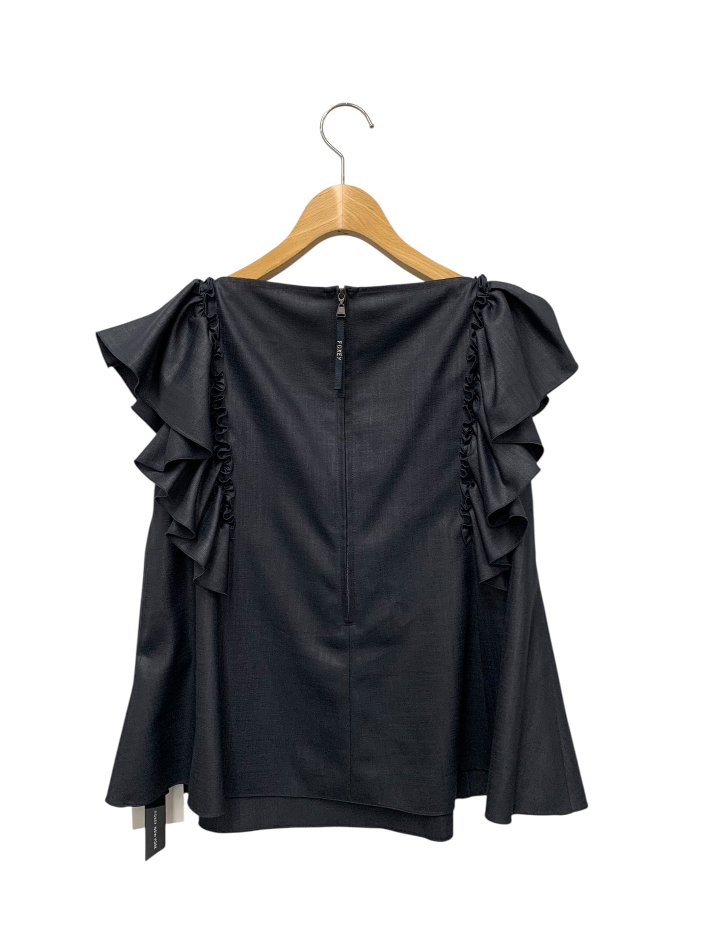 フォクシーニューヨーク Blouse Papillon 44698 ブラウス 38 ネイビー フリル スクエアネック IT6HKRXG016G