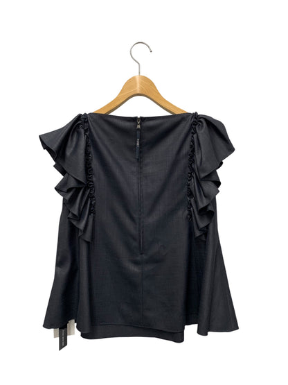 フォクシーニューヨーク Blouse Papillon 44698 ブラウス 38 ネイビー フリル スクエアネック IT6HKRXG016G