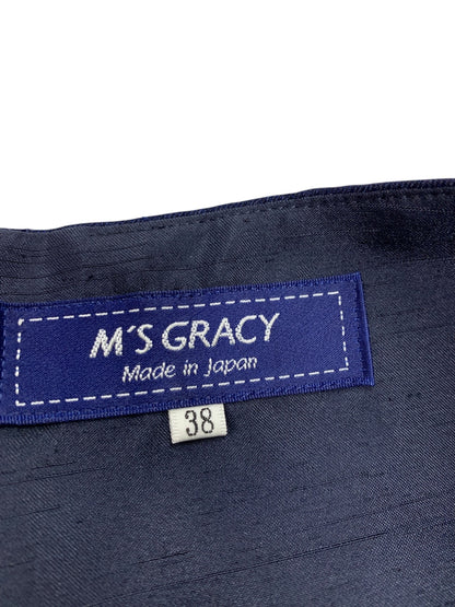 エムズグレイシー 811351 ワンピース 38 ネイビー フラワーモチーフ 刺繍 オーガンジー ITO8WXKB6QJC