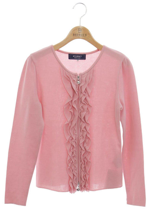 エムズグレイシー 018509 カーディガン 38 ピンク フリル カメリアジップ ITVIW16MMQXS