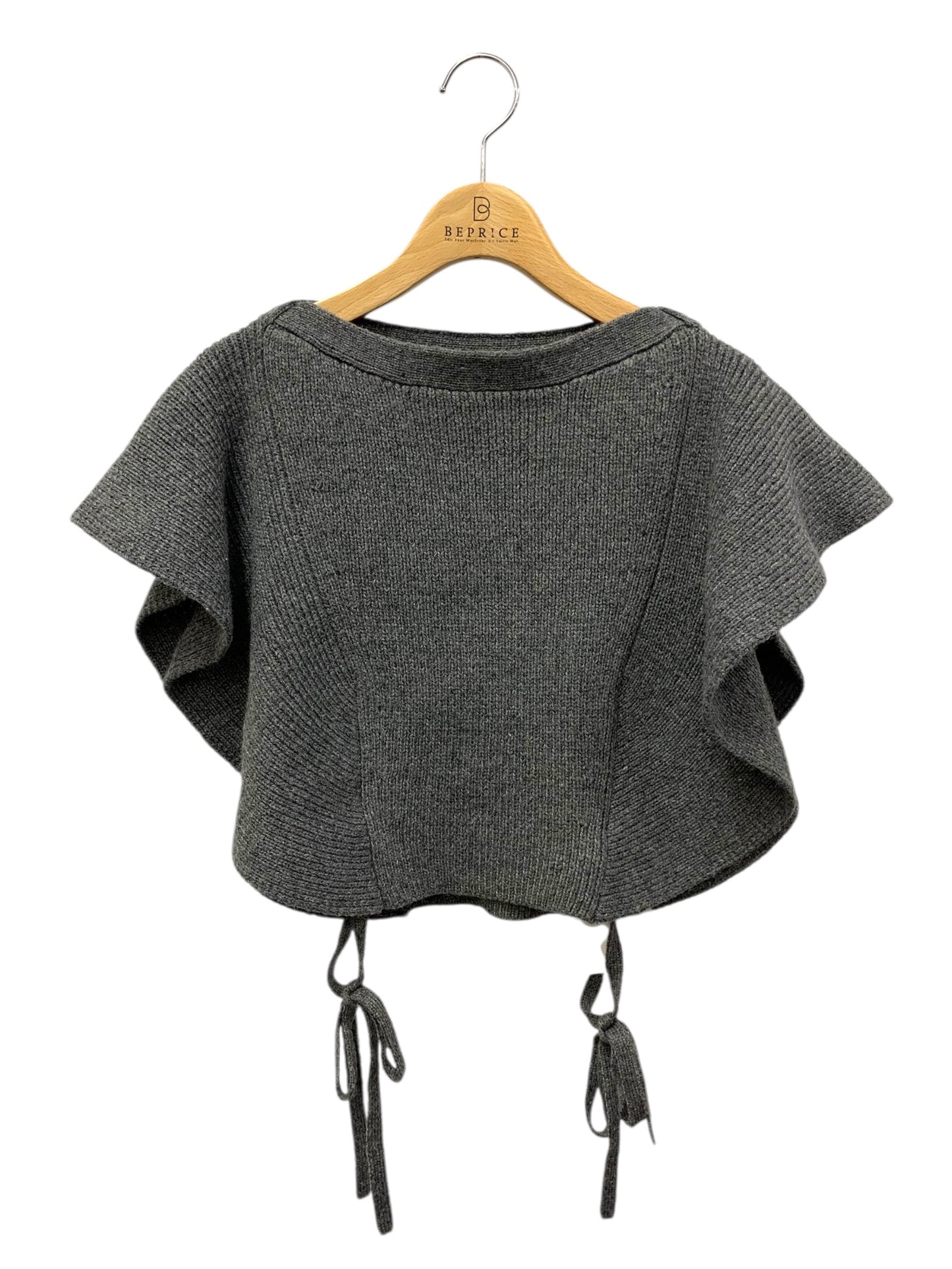 エムズグレイシー ケープ風フリルジレ 118626 ニット セーター 38 グレー ITWJN8FWA9XY