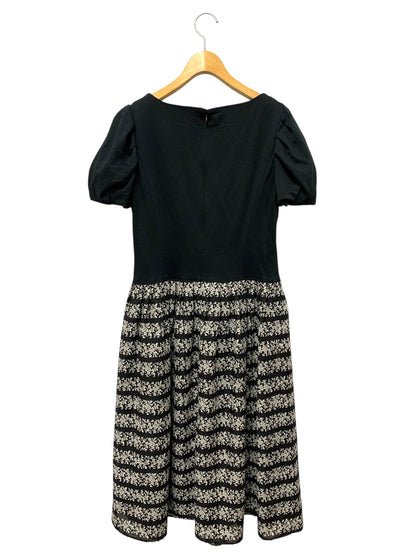 エムズグレイシー 311337 ワンピース 40 ブラック 異素材ミックス フラワー ITP1RVYR2AQC