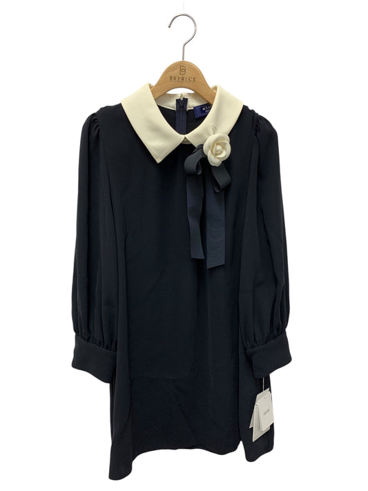 エムズグレイシー 410109 トップス 40 ネイビー 花ブローチ付き 白襟 IT42BD72RZE0