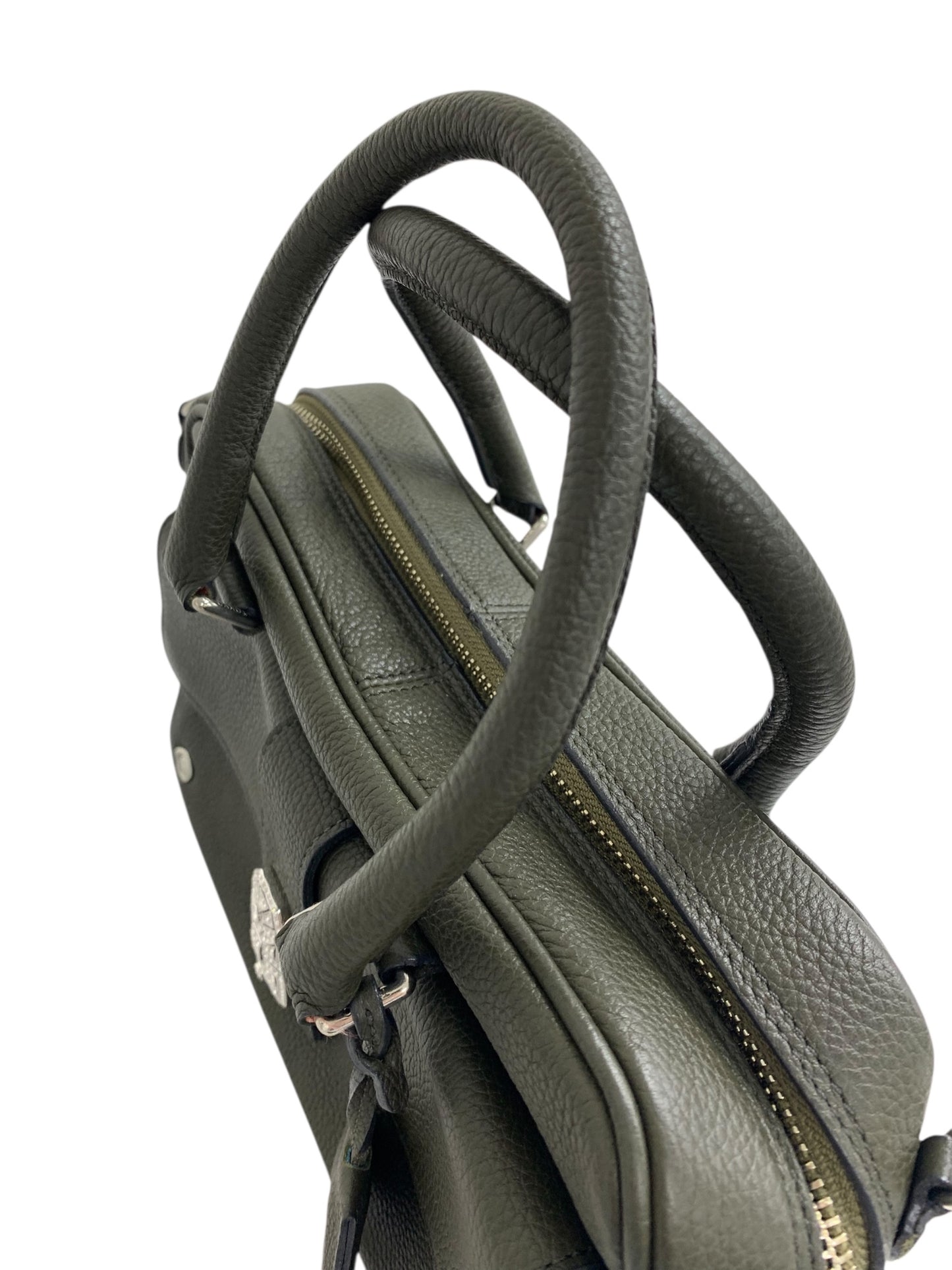 エーディーエムジェイ アールデコボストン ハンドバッグ カーキグリーン ショルダー 2way レザー モーツァルト スワロフスキー IT1VI8M7SM8G