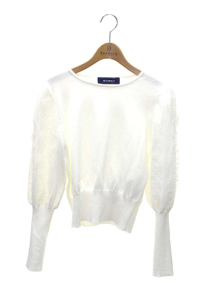 エムズグレイシー 418518 ニット 38 ホワイト レース ITZ232KX7SJS