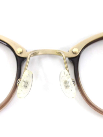 アキット bin3 メガネ ブラウン/ゴールド コンビフレーム フルリム ラウンド ITXDHFV41U7K