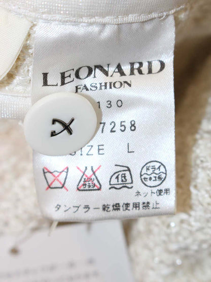 レオナールファッション 0377258 ノーカラージャケット L ホワイト シルクリネン混 ITB5AE6BYJTA
