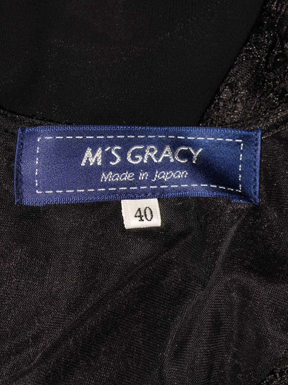 エムズグレイシー リボンテープシアー 110309 チュニック 40 ブラック ITIWHVWN11XN