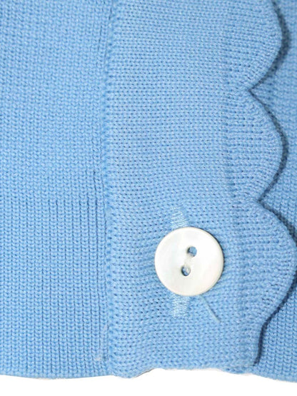 エムズグレイシー 118136 カーディガン 38 ブルー レース編み フロントボタン ITC92HJXN192