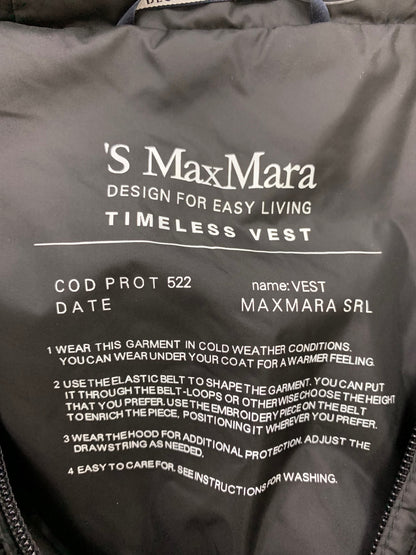 エスマックスマーラ TIMELESS VEST 91560148 ベスト 44 ブラック ロング 中綿 IT99QHKTDOEC