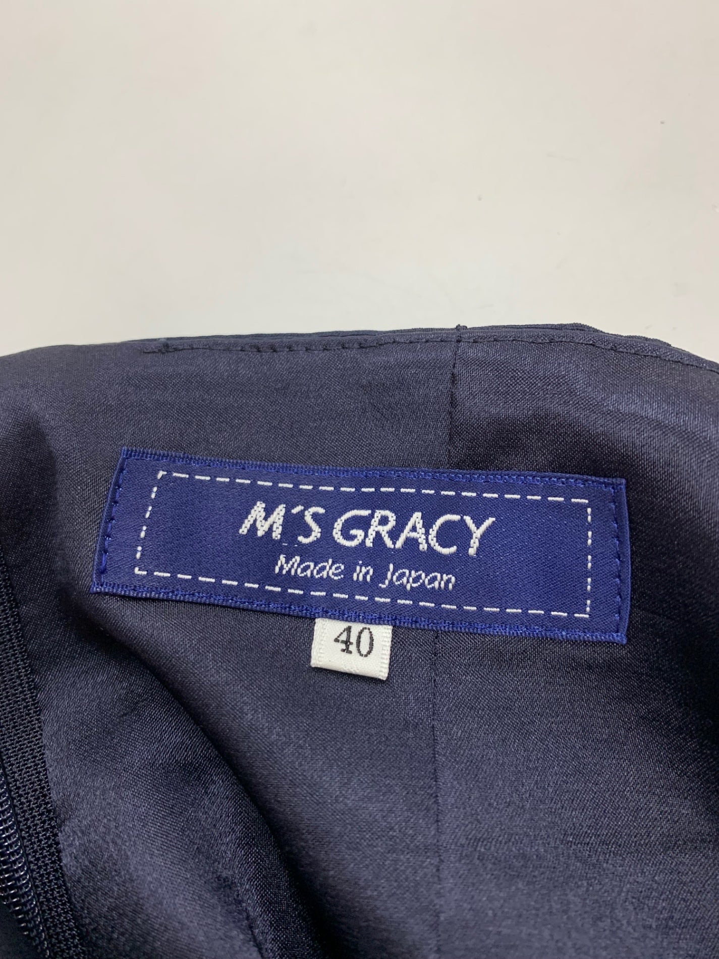 エムズグレイシー 017505 スカート 40 ネイビー フラワーモチーフ IT9LCM5GPS8G