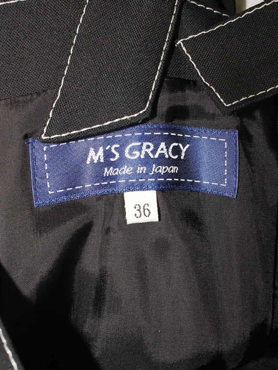 エムズグレイシー 911309 ワンピース 36 ブラック ホワイトステッチ ITSYO6IZIHFU