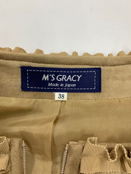 エムズグレイシー スウェードタッチジップアップジャケット 214521 38 ベージュ フリル ITGDKB6VDERW