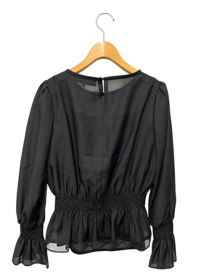 エムズグレイシー 010101 シャツ ブラウス 36 ブラック ギャザー シースルー ITTEUE4OOF5C