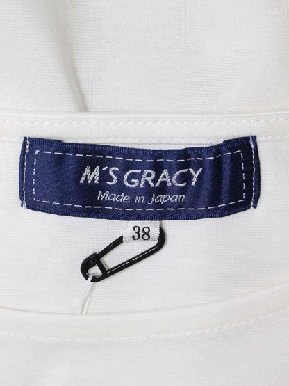 エムズグレイシー 415326 トップス 38 ホワイト エッフェル塔 ハート ラインストーン IT57V1HODSCW