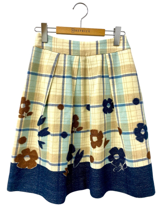 エムズグレイシー 927573 スカート 38 ベージュ チェック タック ITLWTUMKCVF6