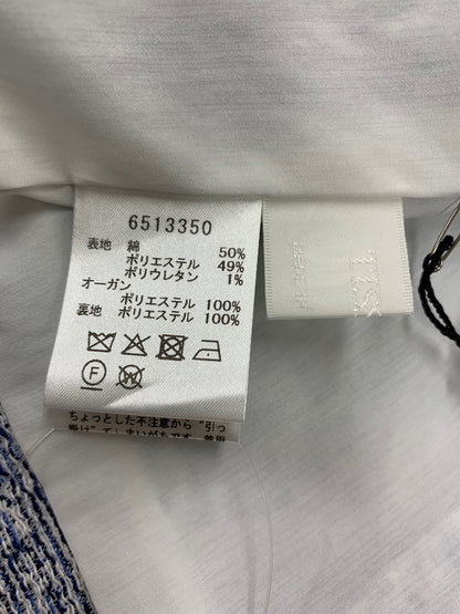 ルネ Jacket 6513350 34 ブルー ツイード フリル ノーカラー ITGCOMMK5J9A