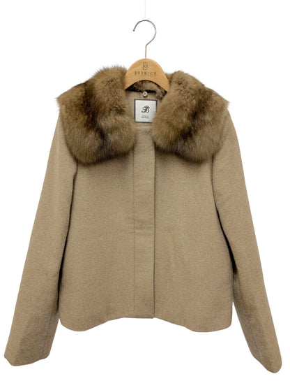 フォクシーブティック 44580 ジャケット 38 ブラウン セーブルファー ジップアップ カシミヤ 牛革 ITXS7B6SBNHE