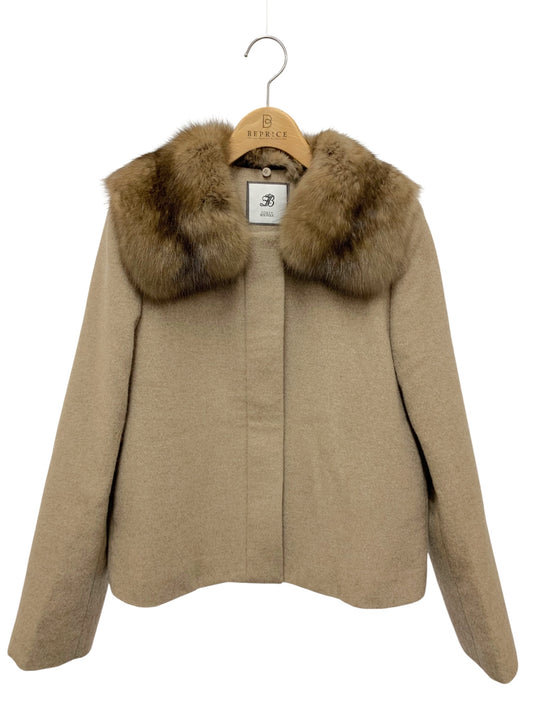 フォクシーブティック 44580 ジャケット 38 ブラウン セーブルファー ジップアップ カシミヤ 牛革 ITXS7B6SBNHE