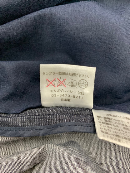 エムズグレイシー 224325/227346 スカートスーツ 38・36 ネイビー ノーカラー デニム リボン ITACT7YY5ODC