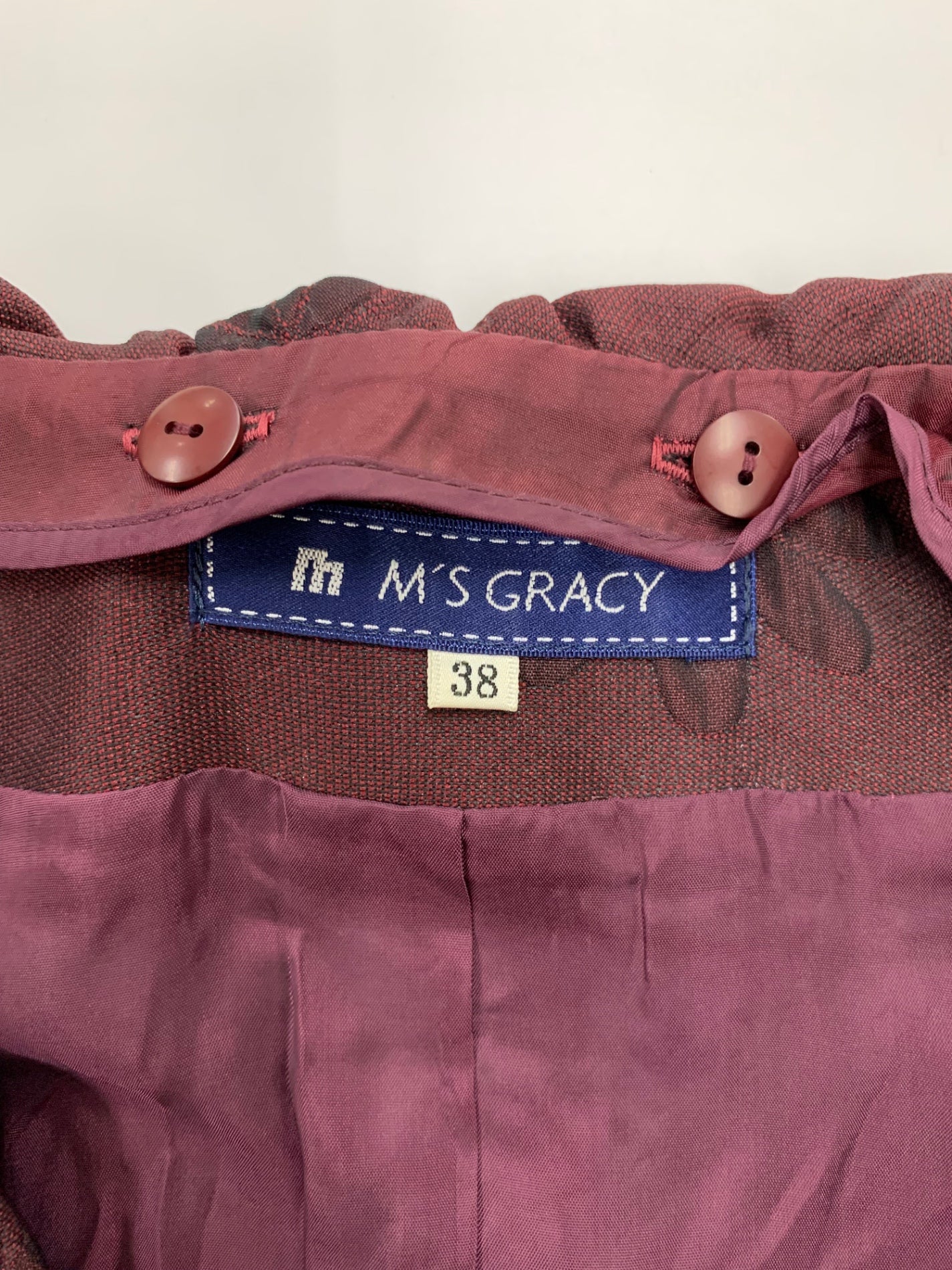 エムズグレイシー 229501 コート 38 ワインレッド 衿付き フラワーモチーフ ITCS3N4H9B0G