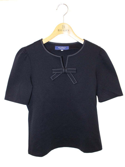 エムズグレイシー 915312 Tシャツ カットソー 38 ネイビー 胸リボン ステッチ IT26P7Y26Q50
