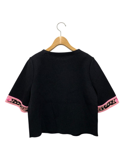 レオナールファッション 0337064 ニット セーター 3 ブラック 刺繍 フラワーモチーフ ITLRKEYJIORR