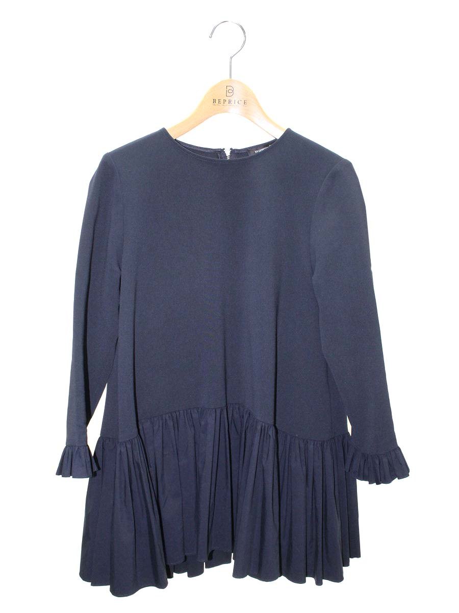 エムプルミエブラック 異素材切替ペプラムブラウス C340-603 32 ネイビー ITZWMWN6CKG0