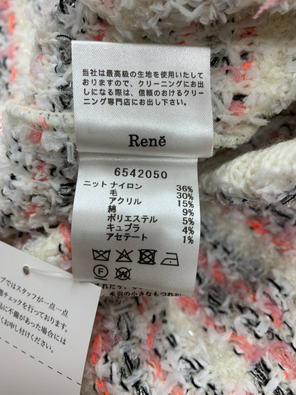 ルネ 6542050 ジャケット 38 ホワイト ツイード ジップアップ ITOL87GPGPDY 【SALE】