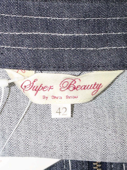 スーパービューティ  ジャケット 42 ネイビー デニム フェイクパール ITH61FM90SV4